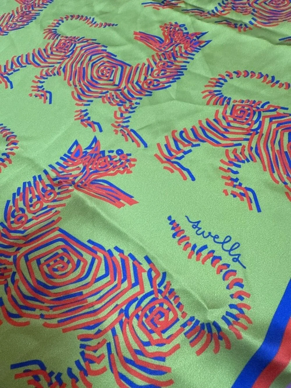 Swells Colorful Graphic tiger cat Silk Scarf Abstract Design 22